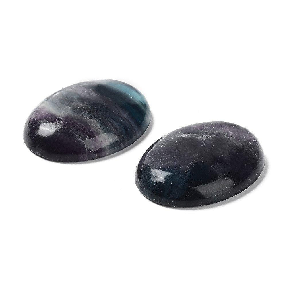1 Stück Edelstein Cabochon Regenbogen-Fluorit, 40 x 30 mm