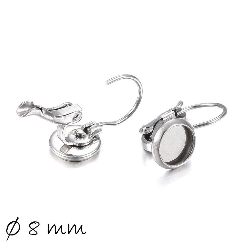 4 Stück Brisuren aus Edelstahl in silber für 8 mm Cabochons