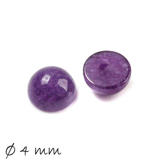 2 Stück Edelstein Cabochons, Jade, lila, 4 mm