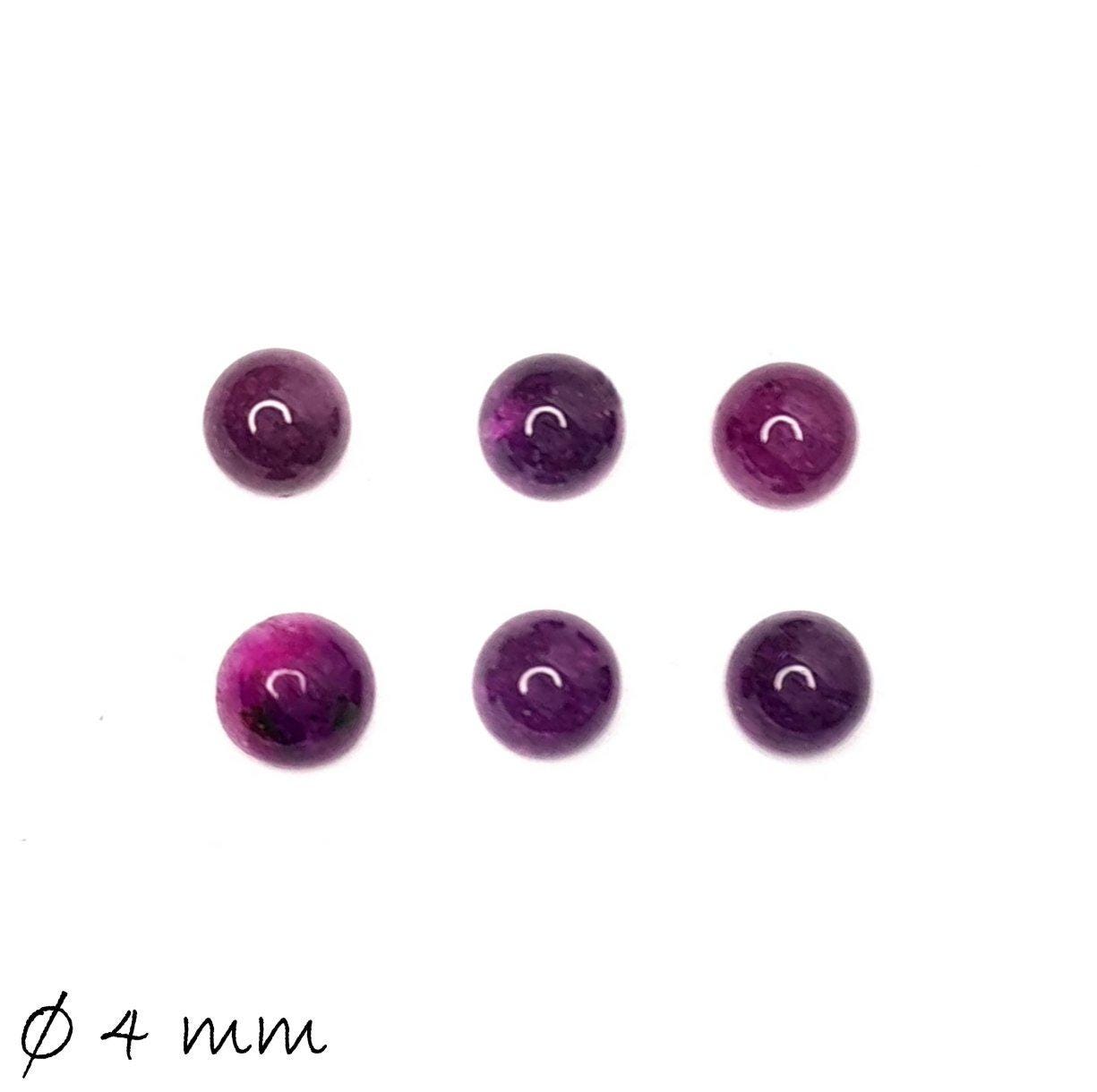 2 Stück Edelstein Cabochons, Jade, lila, 4 mm