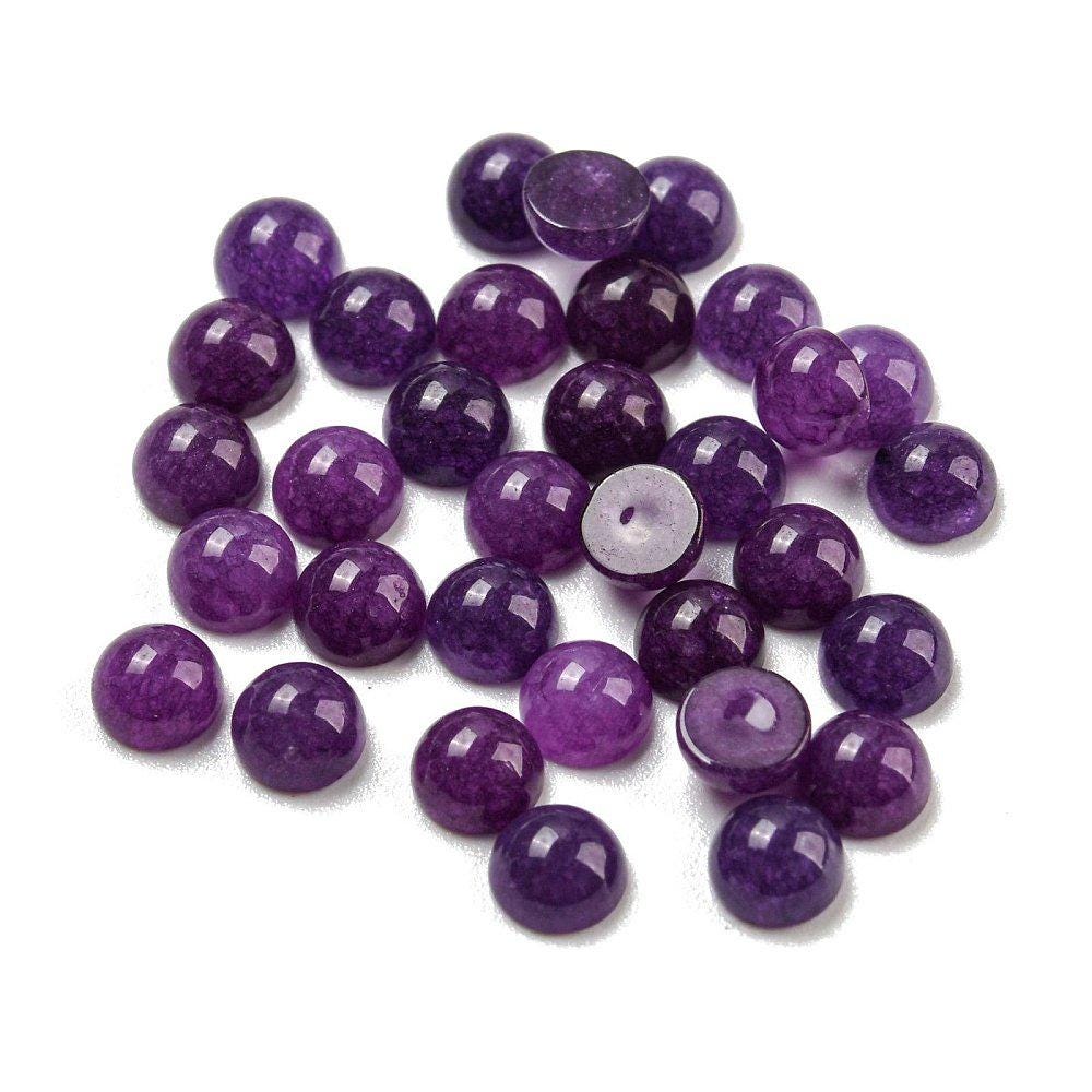 2 Stück Edelstein Cabochons, Jade, lila, 4 mm