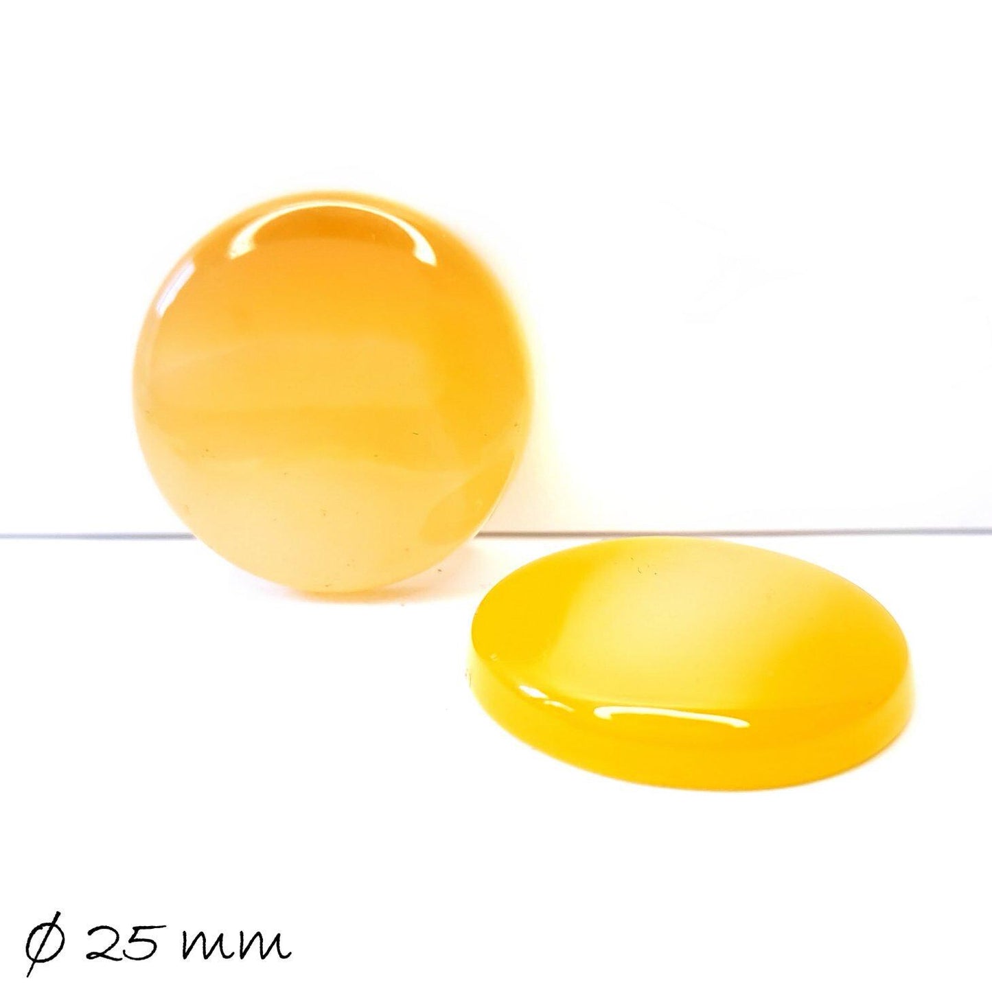 1 Stück Edelstein Cabochon, Achat, Ø 25 mm, gelb