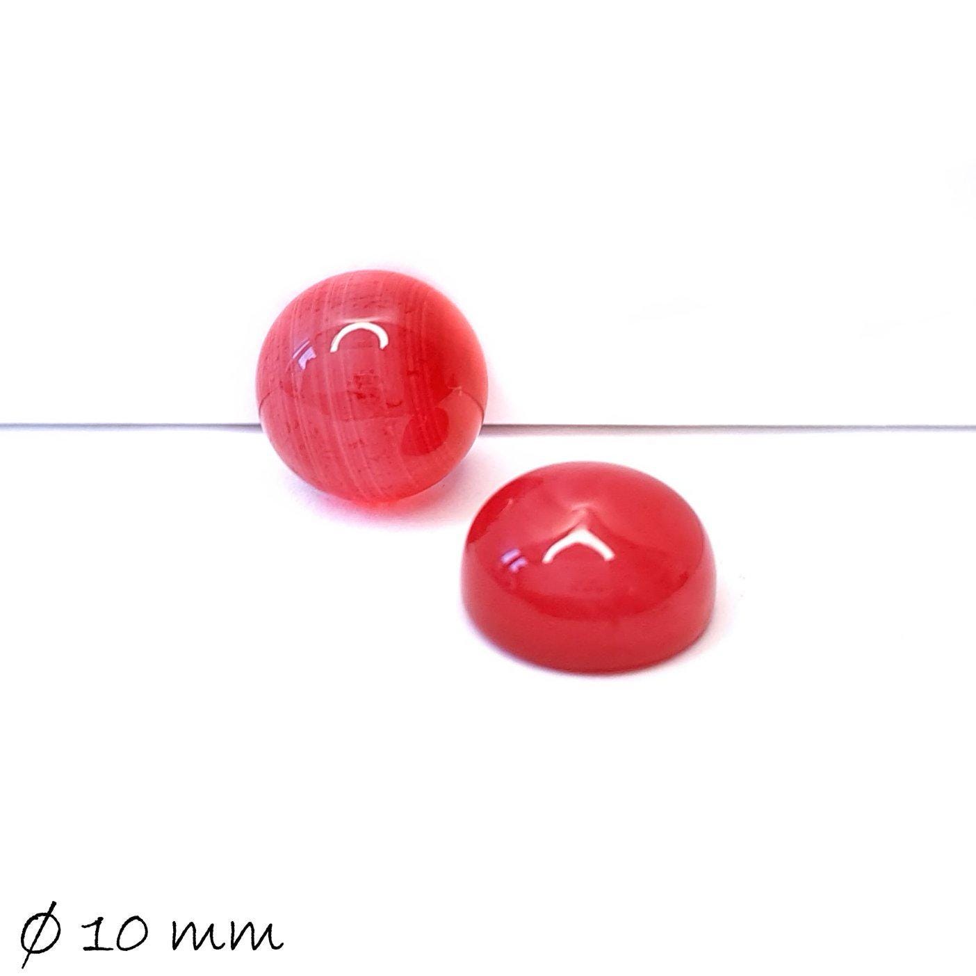 2 Stück Edelstein Cabochons, roter Achat, Kirschrot, 10 mm