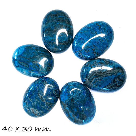 B- WARE - Edelstein Cabochon, Ripple-Jasper, 40 x 30 mm, blau
