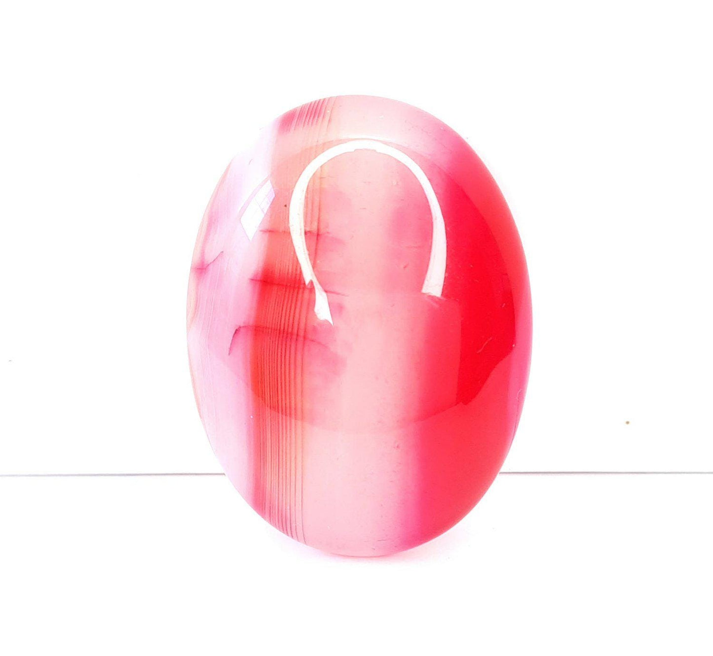 1 Stück Edelstein Cabochons Achat, 40 x 30 mm pink-weiß 3