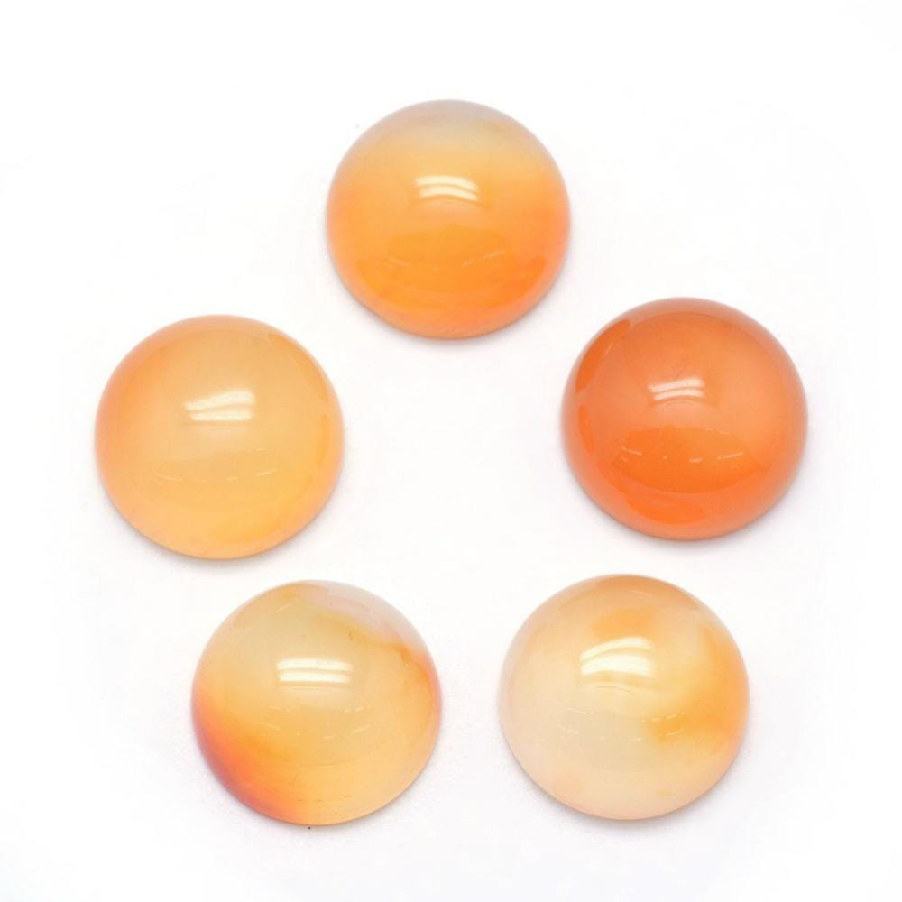 2 Stück Edelstein Cabochons, Achat, orange, Ø 12 mm