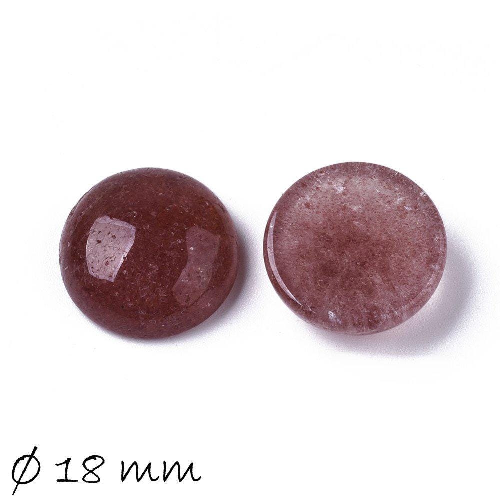 2 Stück Edelstein Cabochons, Erdbeerquarz, 18 mm