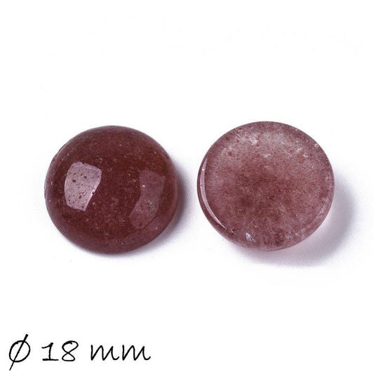 2 Stück Edelstein Cabochons, Erdbeerquarz, 18 mm