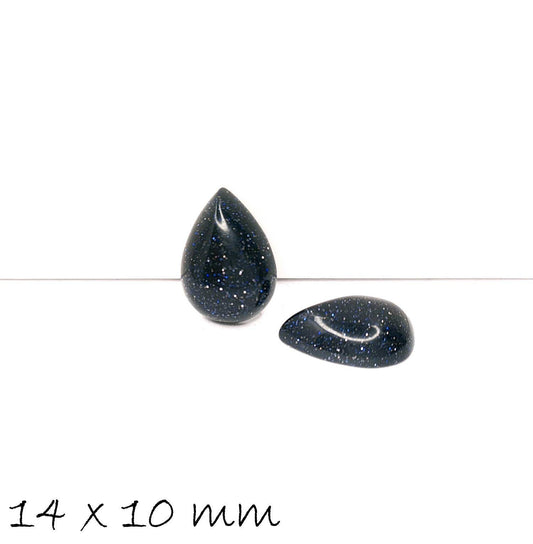 2 Stück Edelstein Tropfen-Cabochons violetter Goldfluss, 14 x 10 mm