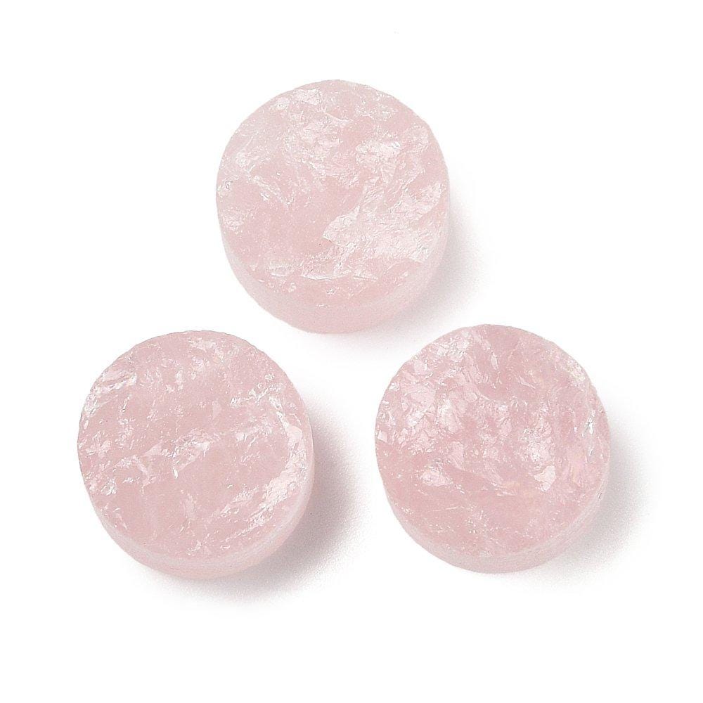 1 Stük Edelstein Cabochons, Rosenquarz, Ø 12 mm, 7-10 mm hoch