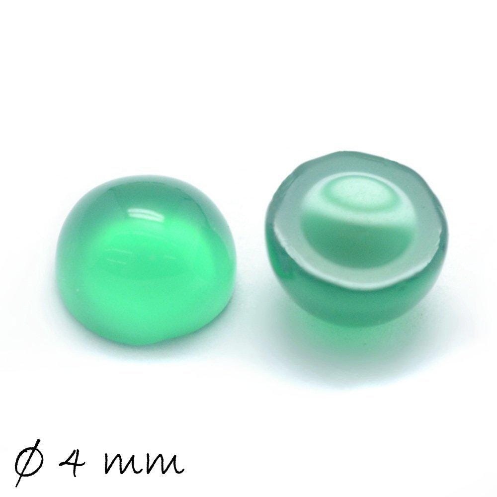 2 Stück Edelstein Cabochons, grüner Achat, 4 mm
