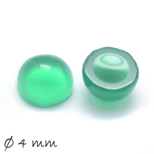 2 Stück Edelstein Cabochons, grüner Achat, 4 mm