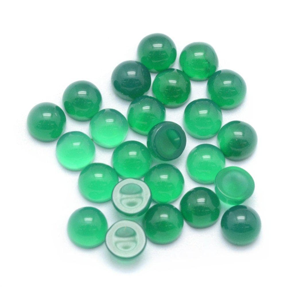 2 Stück Edelstein Cabochons, grüner Achat, 4 mm