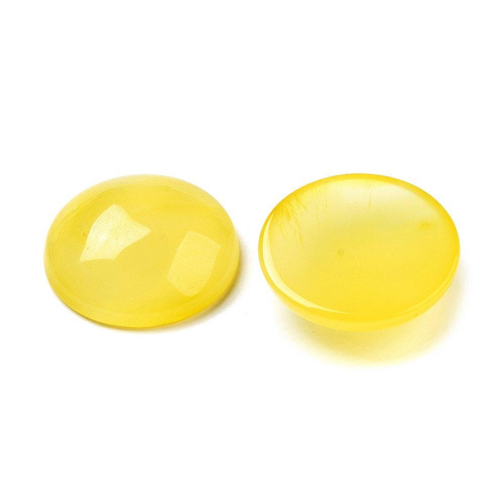 1 Stück Edelstein Cabochon, Achat, Ø 25 mm, gelb