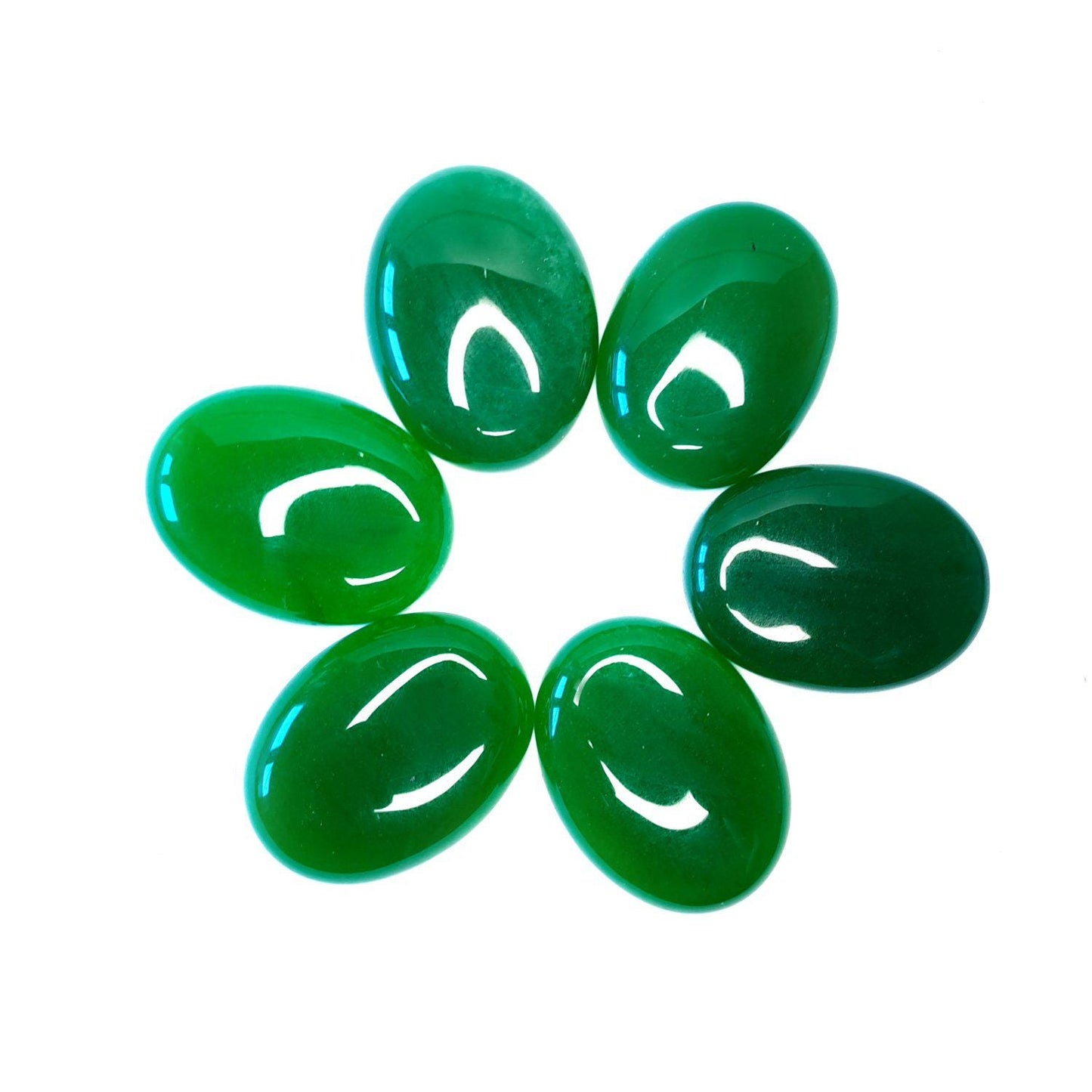 B-WARE - 1 Stück Edelstein Cabochons Jade, 40 x 30 mm grün