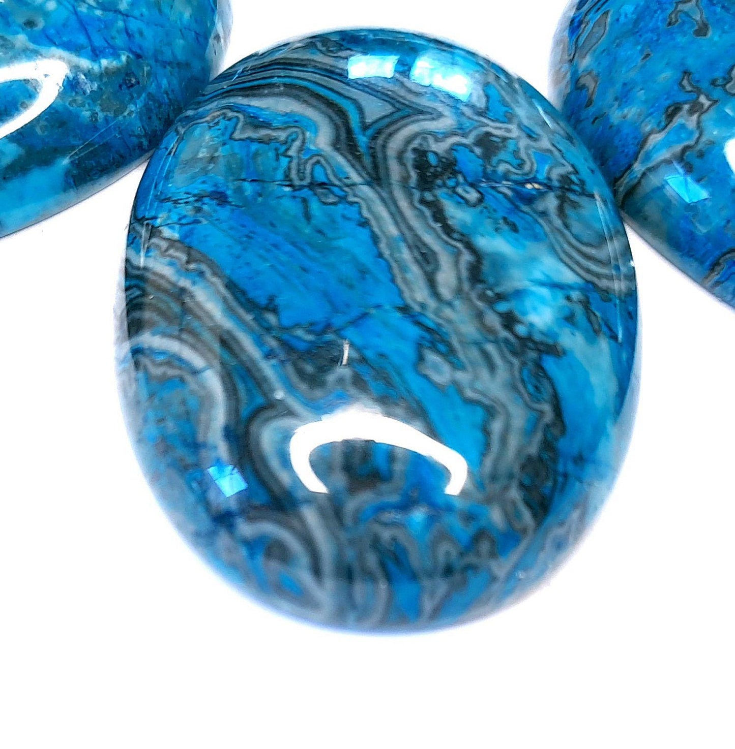 B- WARE - Edelstein Cabochon, Ripple-Jasper, 40 x 30 mm, blau