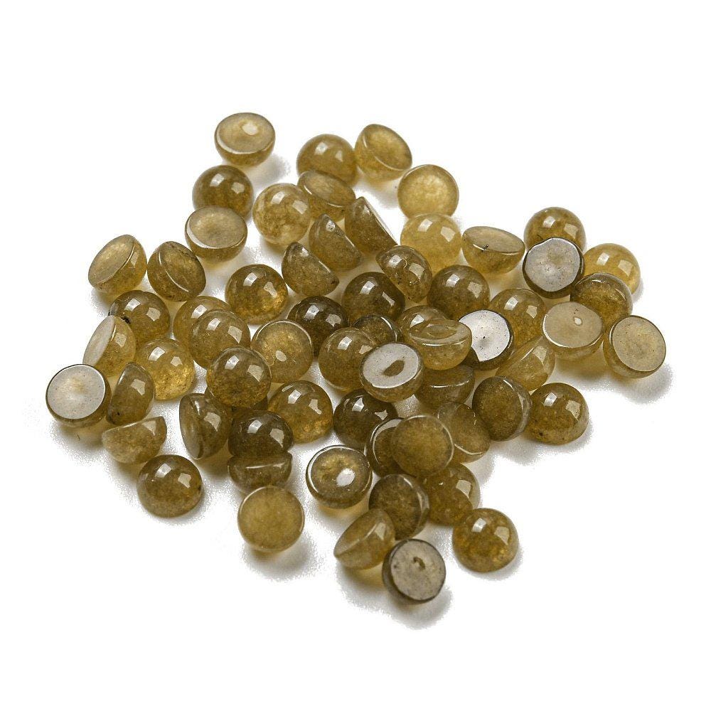 2 Stück Edelstein Cabochons, Jade, braun, 4 mm