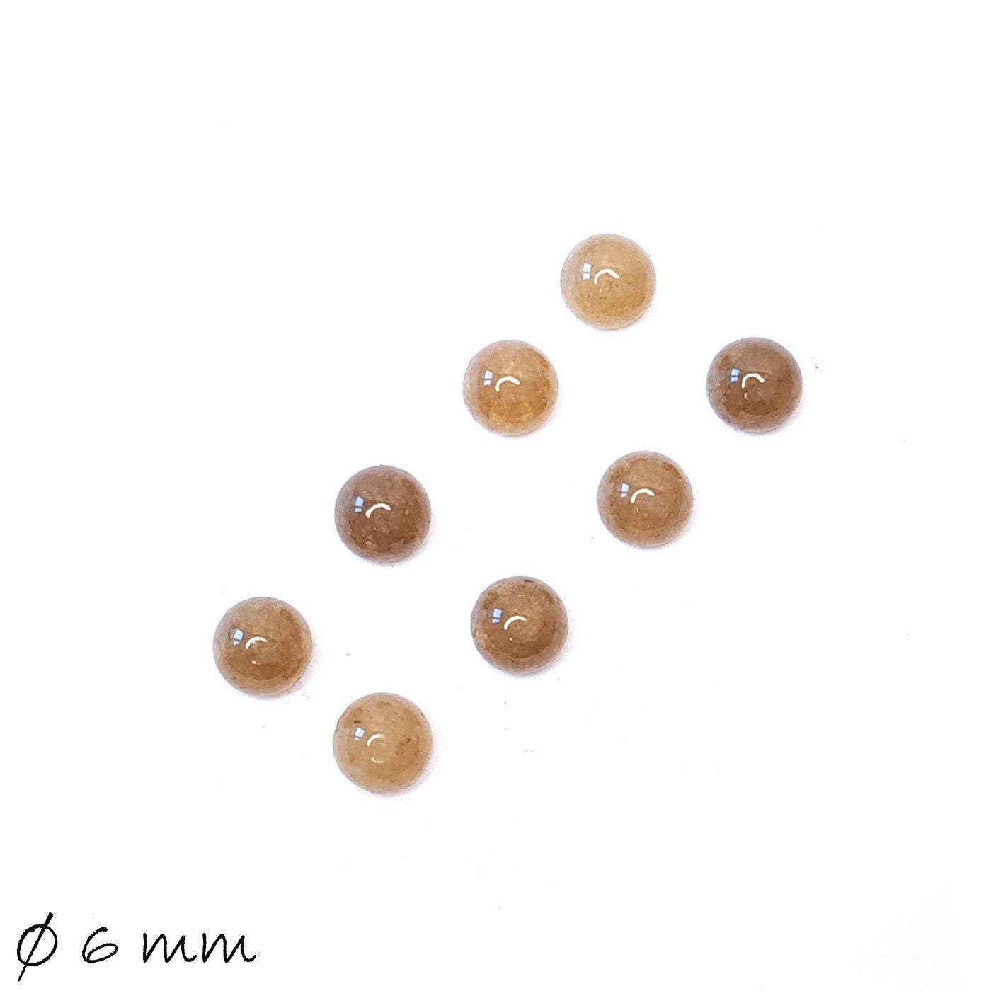 2 Stück Edelstein Cabochons, Jade, braun, 4 mm