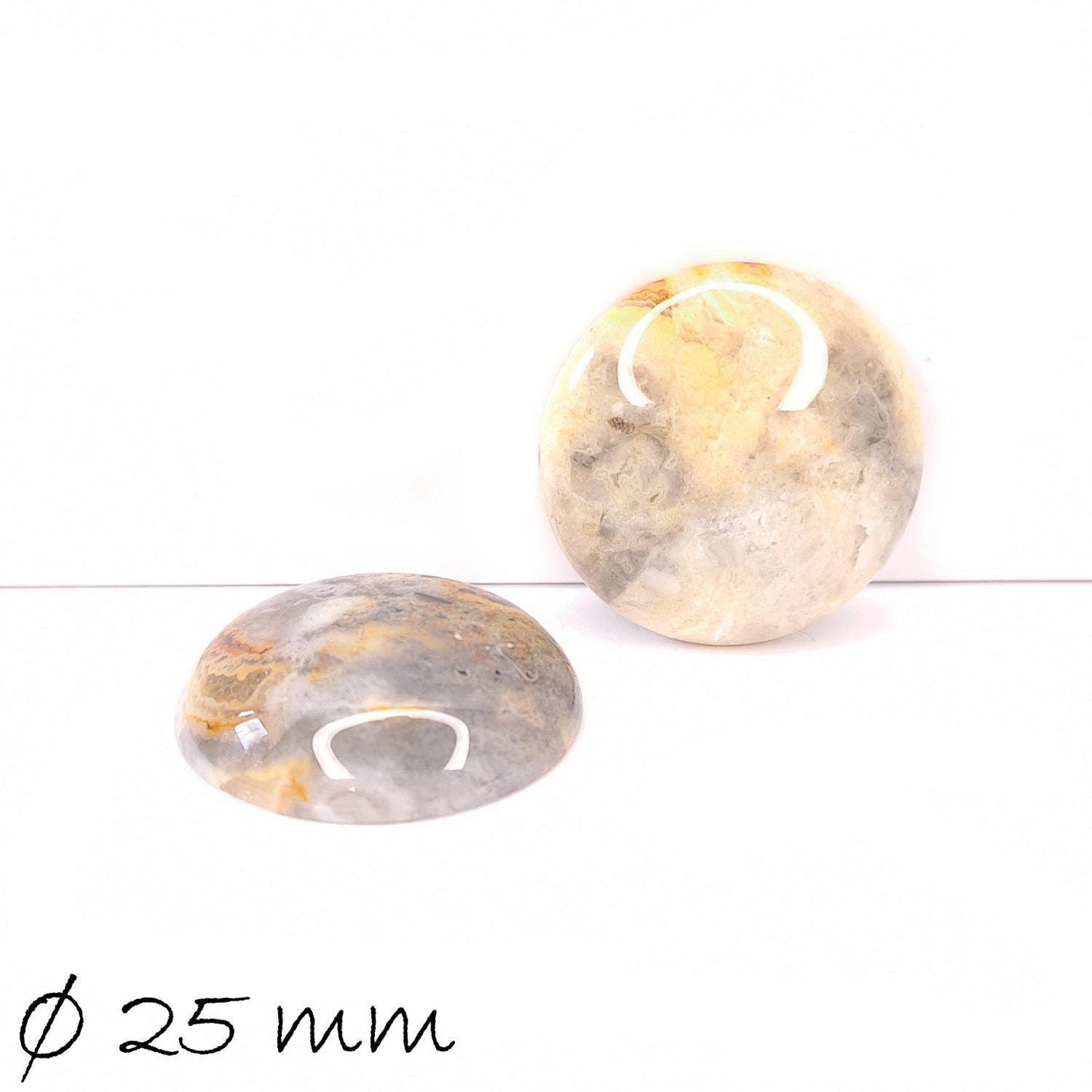 1 Stück runder Edelstein Cabochon, Crazy Achat, Ø 25 mm