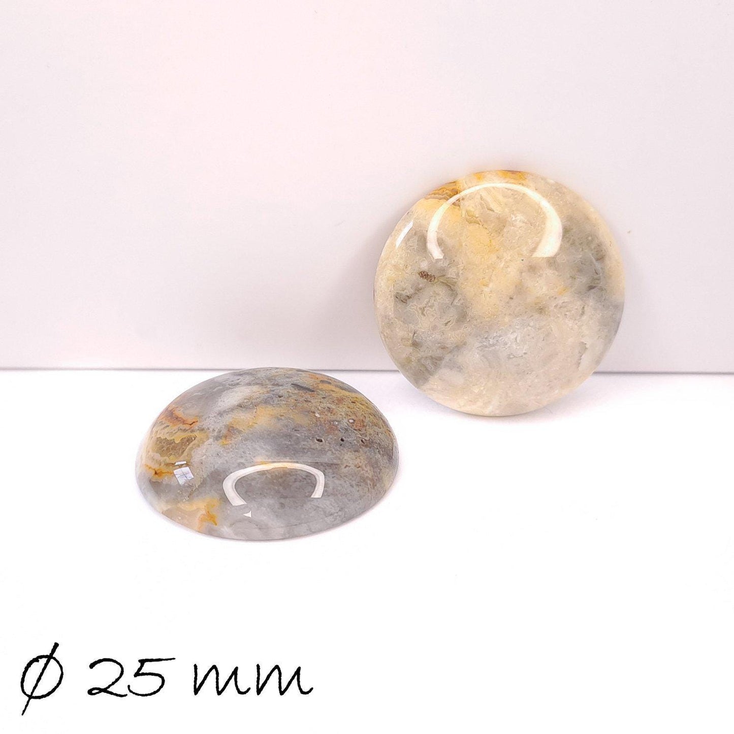 1 Stück runder Edelstein Cabochon, Crazy Achat, Ø 25 mm