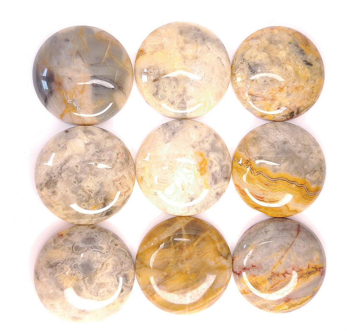 1 Stück runder Edelstein Cabochon, Crazy Achat, Ø 25 mm