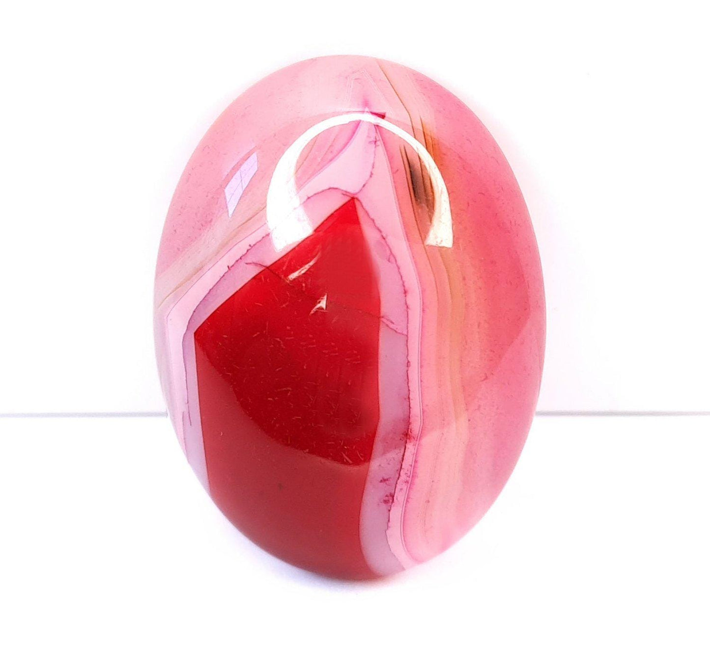 1 Stück Edelstein Cabochons Achat, 40 x 30 mm pink-weiß 3