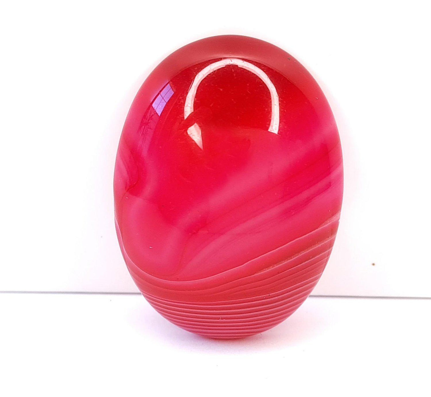 1 Stück Edelstein Cabochons Achat, 40 x 30 mm pink-weiß 3