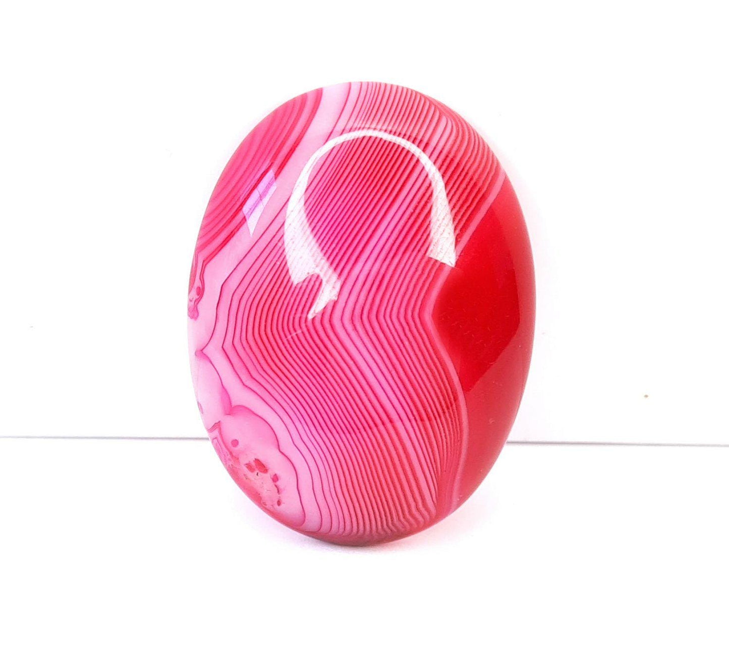 1 Stück Edelstein Cabochons Achat, 40 x 30 mm pink-weiß 3