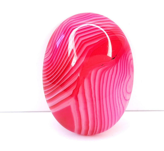 1 Stück Edelstein Cabochons Achat, 40 x 30 mm pink-weiß 3