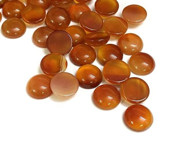 2 Stück Edelstein Cabochons, Achat, orange, Ø 12 mm