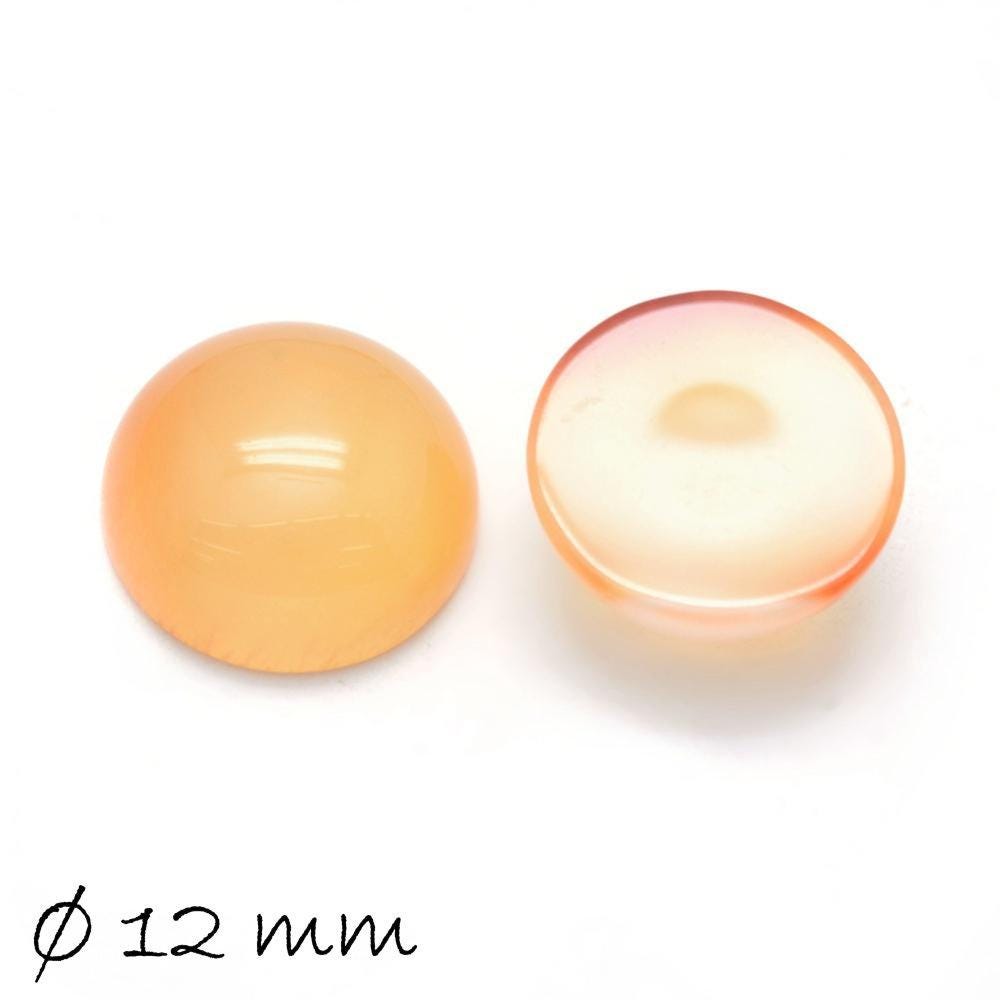 2 Stück Edelstein Cabochons, Achat, orange, Ø 12 mm