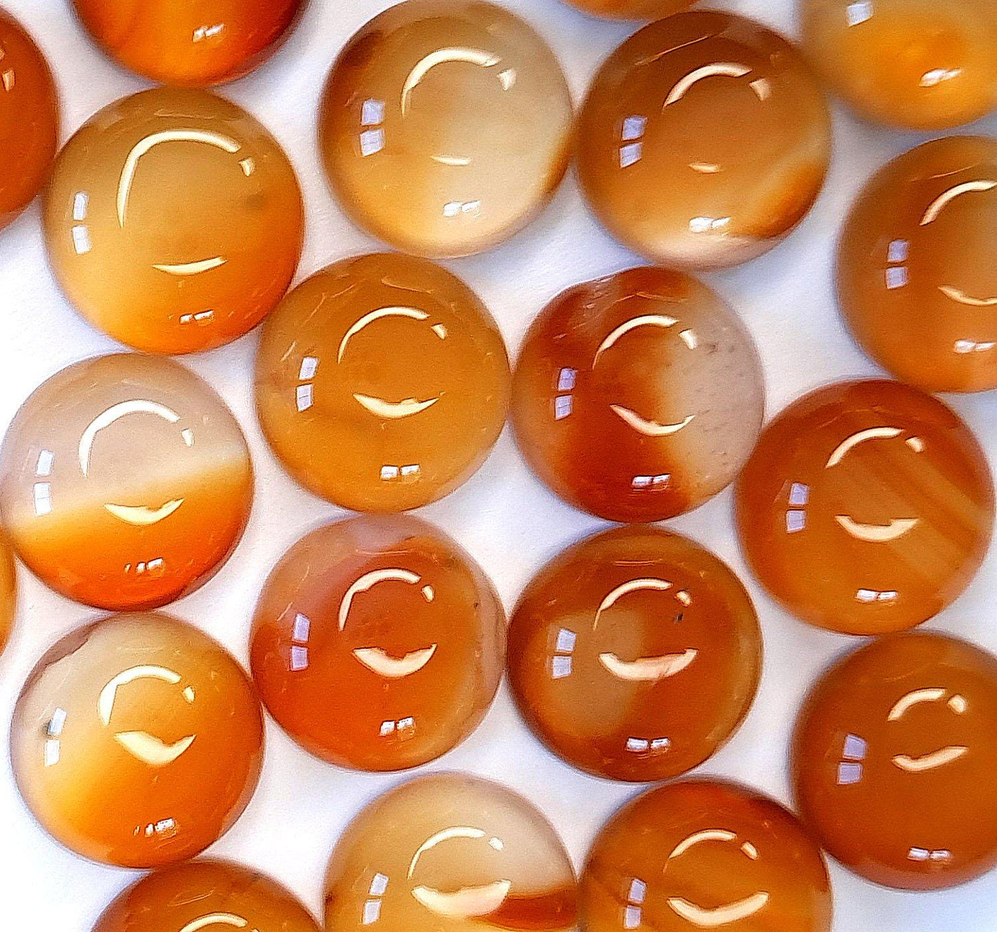 2 Stück Edelstein Cabochons, Achat, orange, Ø 12 mm