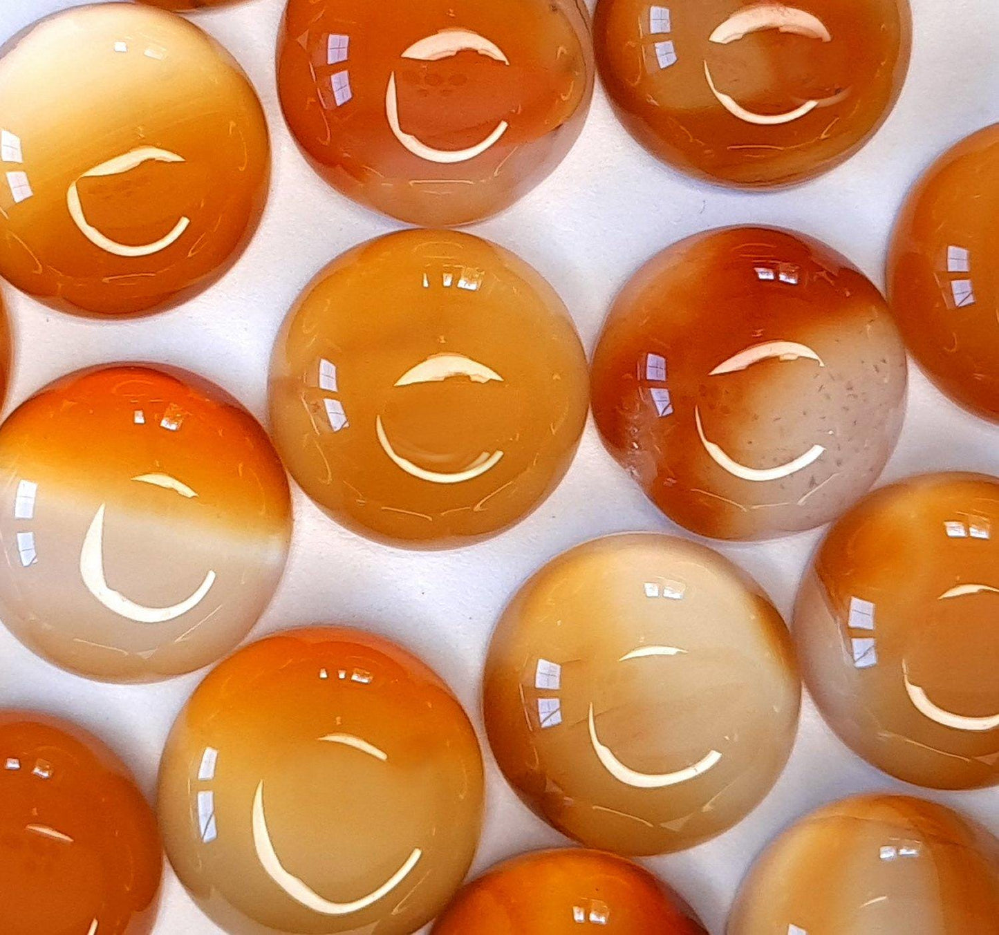 2 Stück Edelstein Cabochons, Achat, orange, Ø 12 mm