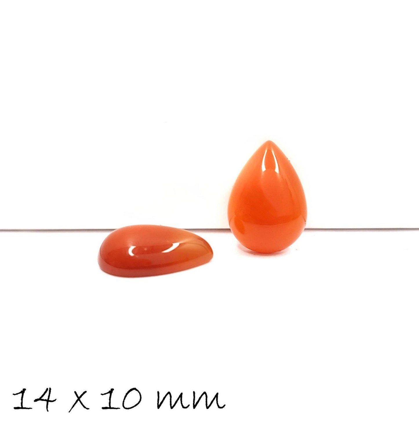 2 Stück Edelstein Tropfen-Cabochons roter Achat, 14 x 10 mm