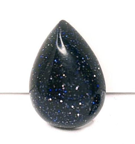 2 Stück Edelstein Tropfen-Cabochons violetter Goldfluss, 14 x 10 mm