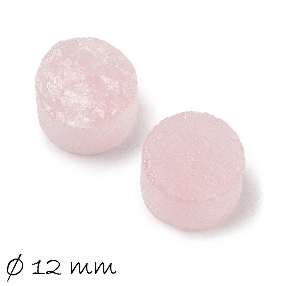 1 Stük Edelstein Cabochons, Rosenquarz, Ø 12 mm, 7-10 mm hoch