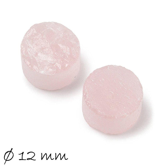 1 Stük Edelstein Cabochons, Rosenquarz, Ø 12 mm, 7-10 mm hoch