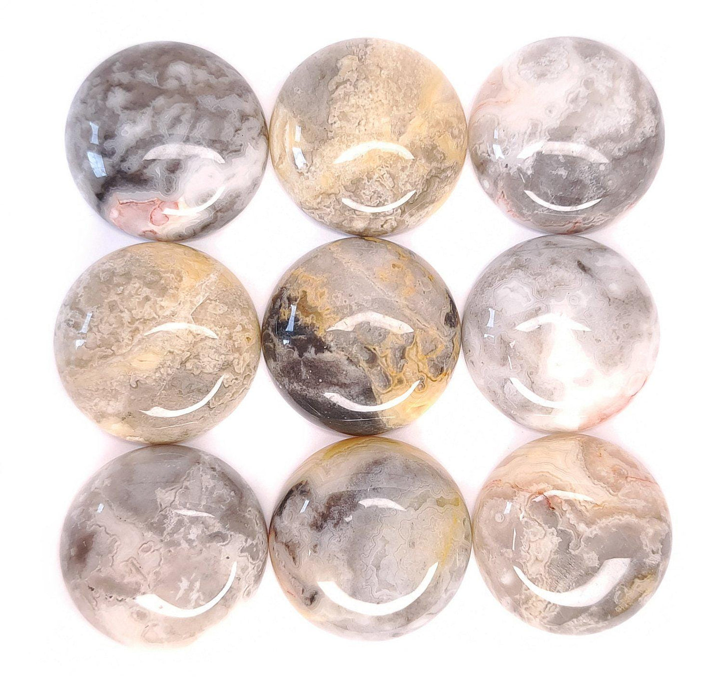 1 Stück runder Edelstein Cabochon, Crazy Achat, Ø 30 mm