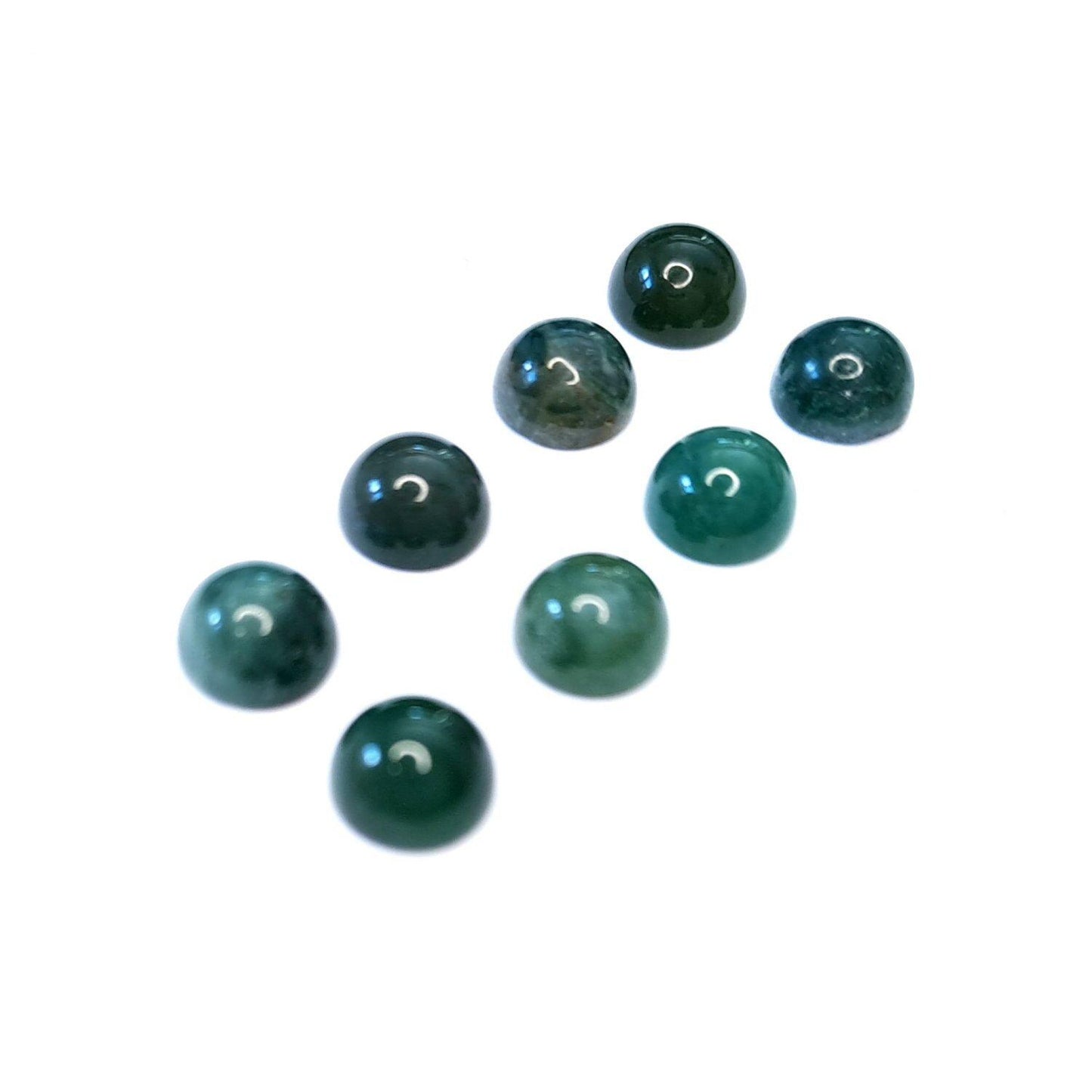 2 Stück Edelstein Cabochons, Moos Achat, 6 mm