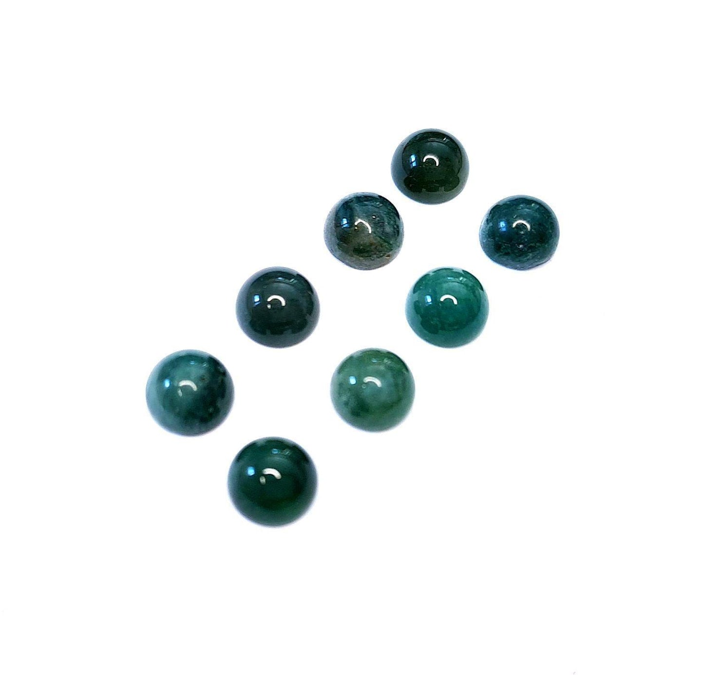 2 Stück Edelstein Cabochons, Moos Achat, 6 mm