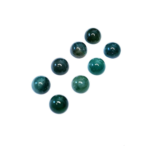 2 Stück Edelstein Cabochons, Moos Achat, 6 mm