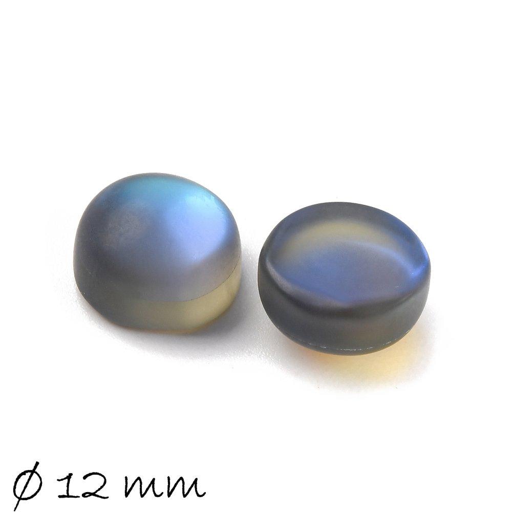 2 Stück Edelstein Cabochons, Synthetischer Mondstein, Ø 12 mm