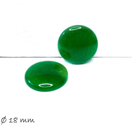 2 Stück Edelstein Cabochons, grüne Jade, 18 mm