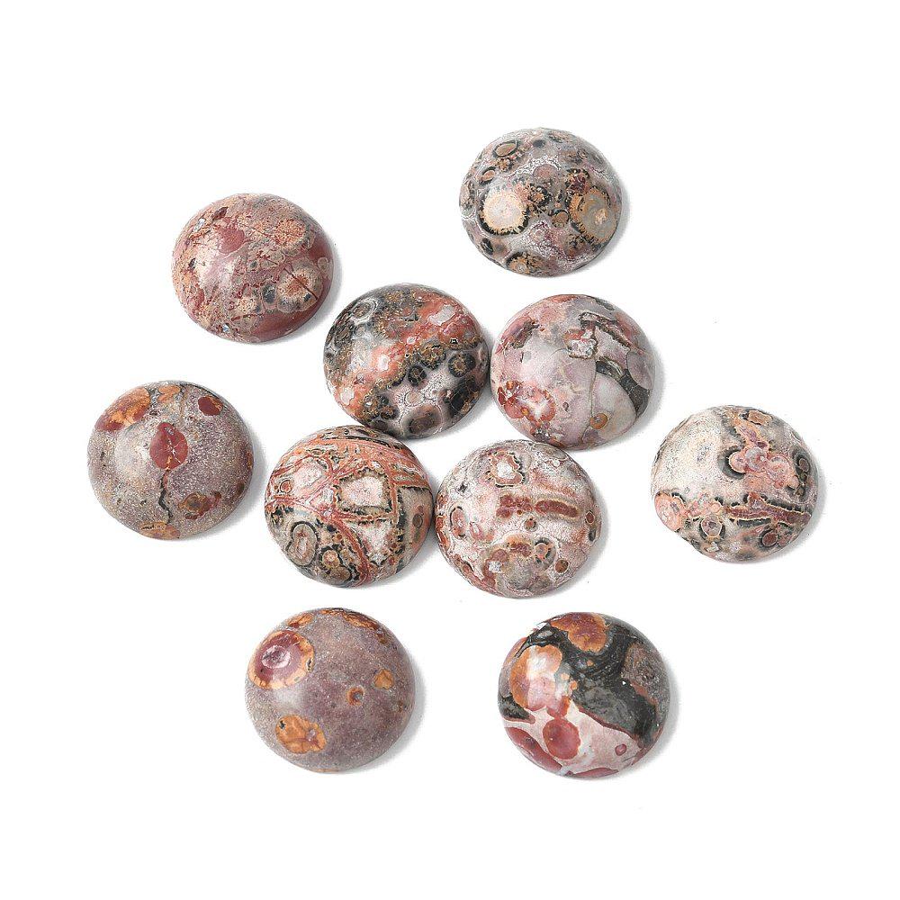 2 Stück Edelstein Cabochons, Leopard Skin Jaspis, 14 mm
