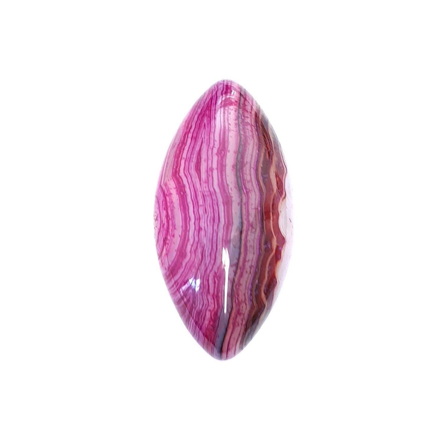1 Stück Edelstein Cabochons, Achat, pink-weiß-grün, Pferdeauge, 39 x 20 mm