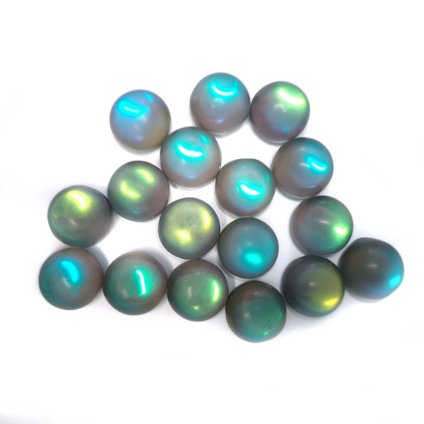 2 Stück Edelstein Cabochons, Synthetischer Mondstein, Ø 12 mm