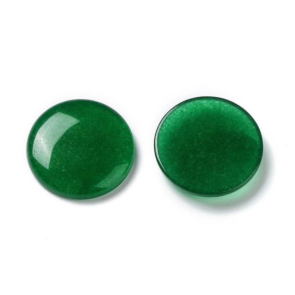 2 Stück Edelstein Cabochons, grüne Jade, 18 mm