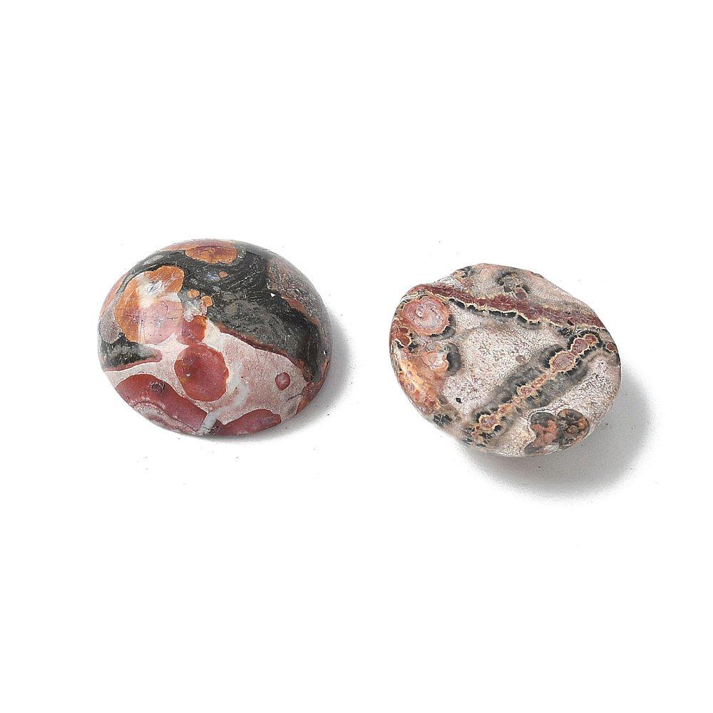 2 Stück Edelstein Cabochons, Leopard Skin Jaspis, 14 mm