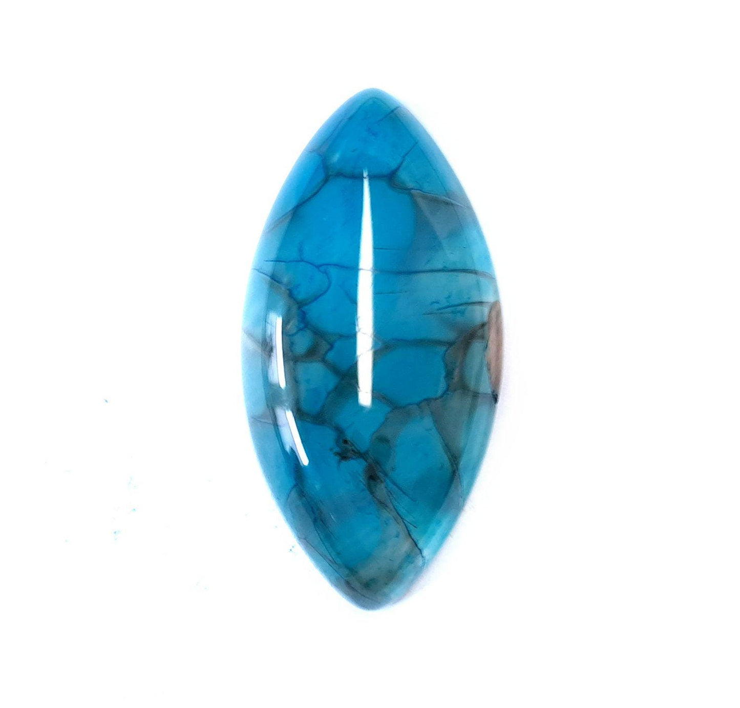 Edelstein Cabochons, Blauer Achat, Drachenauge, Pferdeauge, 39 x 20 mm