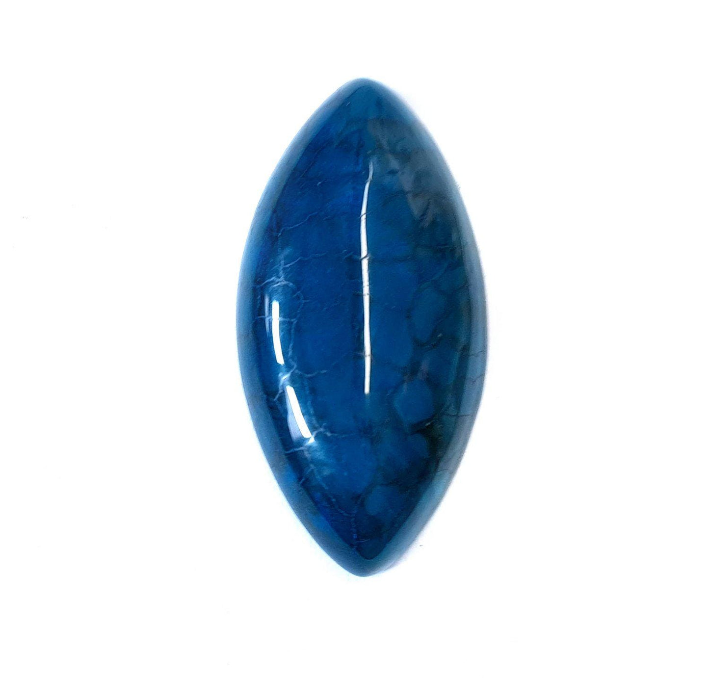 Edelstein Cabochons, Blauer Achat, Drachenauge, Pferdeauge, 39 x 20 mm
